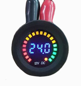 DC 12V Car Motorcycle Digital Round Voltmeter Voltage Gauge Meter with LED Panel Display